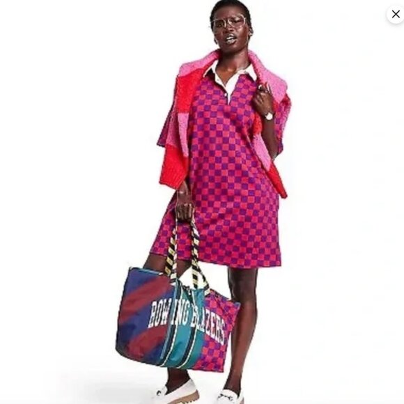 Target x Rowing Blazers Checkerboard Print Short Sleeve Collar Rugby Dress - Picture 1 of 4